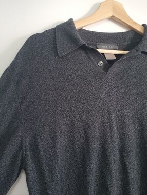 Mantles Men's medium Sweater black Grey Casual Italy Cotton Collared Longsleeve
